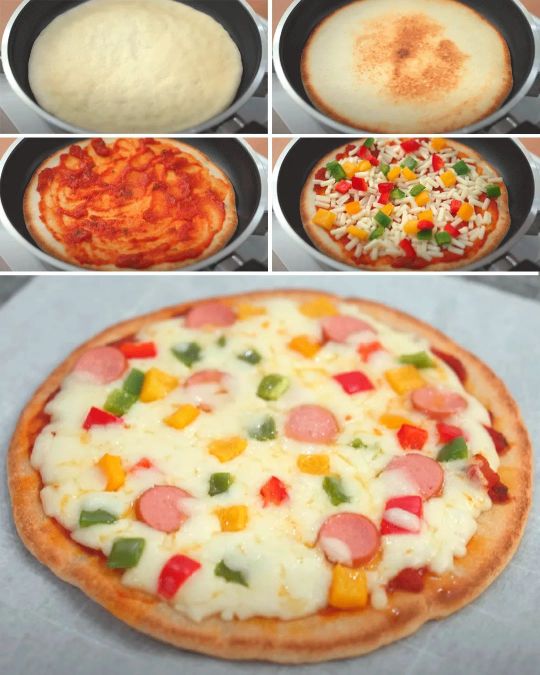 Deliciosa pizza casera hecha sin necesidad de horno